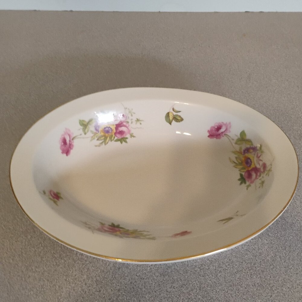 Salem China Vintage Floral Oval Serving Bowl